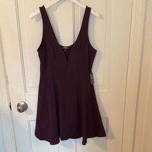 Express Deep Plum Sleeveless Fit & Flare Dress